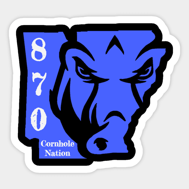 870 Hog Blue Sticker by 870 Cornhole Nation